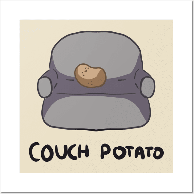 Cute Couch Potato Enjoys Binge Watching Time Wall Art by PreeTee 